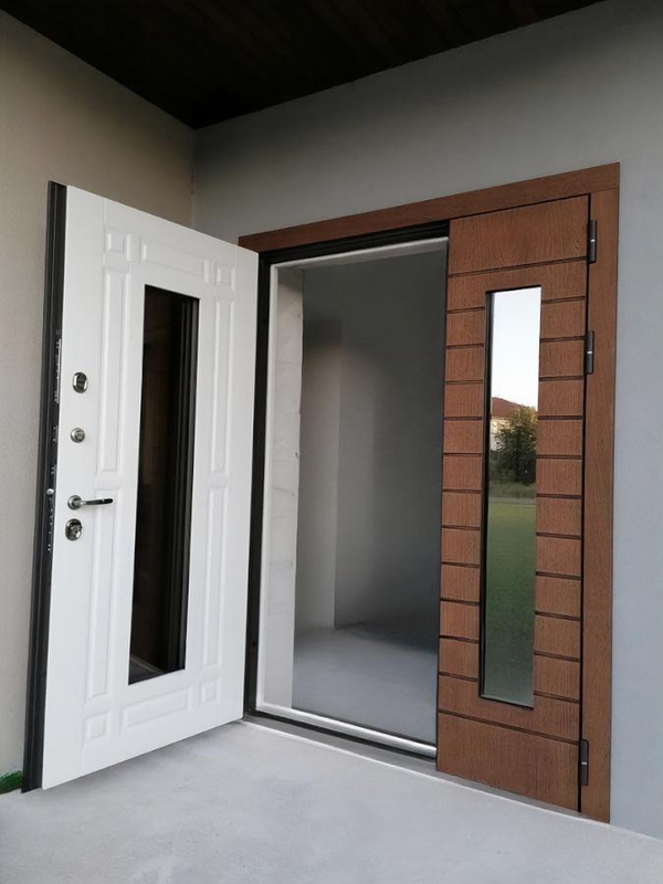 Полуторная дверь с двумя стеклами Полуторная дверь с двумя стеклами