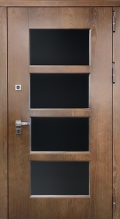 Шпонированная металлическая термодверь МДФ с остеклением